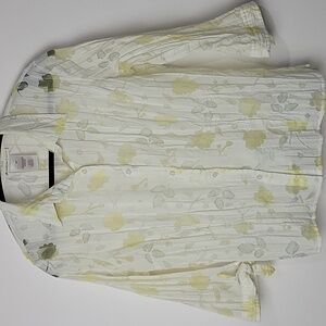 M COLLECTION WOMEN'S SHEER LONG SLEEVE BUTTON DOWN FLORAL TOP PETITE